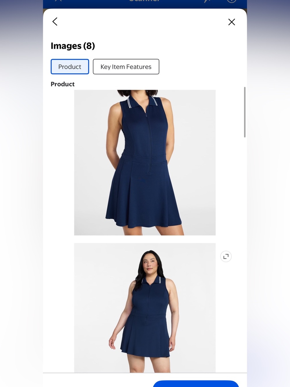 Avia Blue Cove Sleeveless Zip-Front Golf Dress with Contrast Collar - Picture 2 of 7